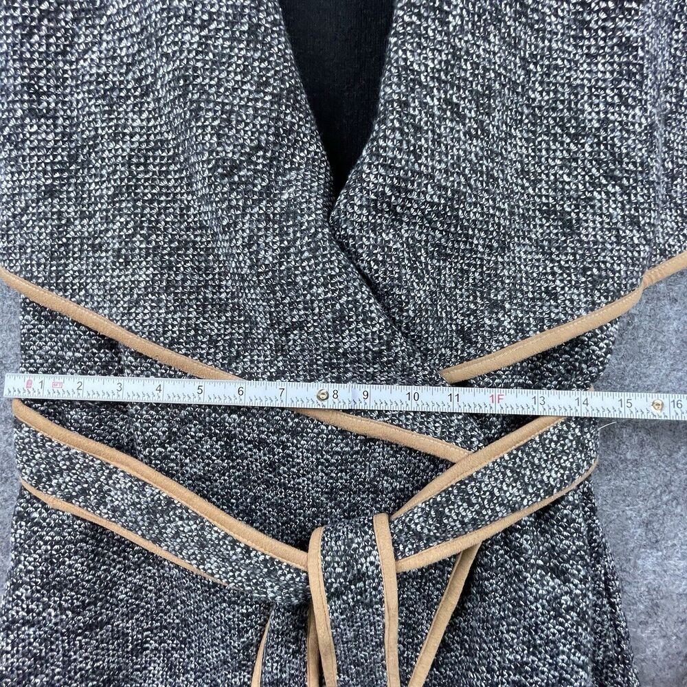 THML Sweater Womens Small Grey Brown Belted Cardigan Quiet Luxury Career Wrap - Picture 4 of 6